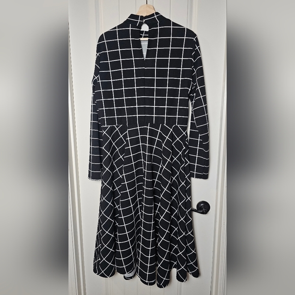 [Floerns] Women's Fit and Flare Plaid High Neck Long Sleeve Midi 《XXL》 - Picture 6 of 16